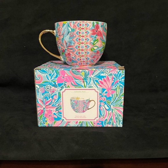 Lilly Pulitzer Other - Lilly Pulitzer Colorful Ceramic Mug with Gold Handle
